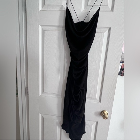Black cowl neck midi dress. - Picture 2 of 5